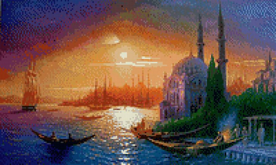 Константинополь на закате - закат, константинополь, стамбул, турция, город - предпросмотр
