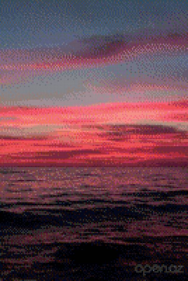 Розовый закат - закат, пейзаж, море - предпросмотр