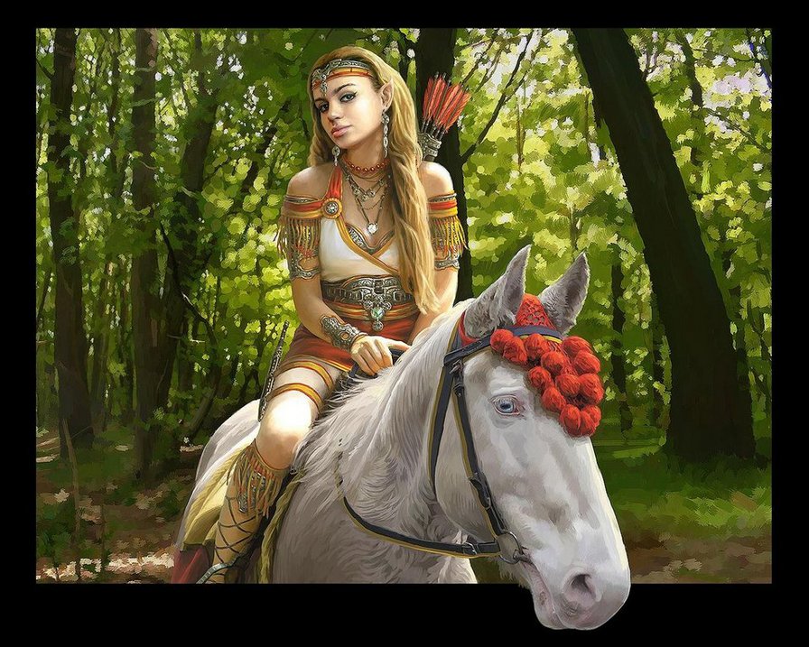 всадница - животные, девушка, люди, образ, портрет, женщина, конь, лошадь - оригинал