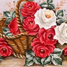 Оригинал схемы вышивки «Корзина роз» (№691420)