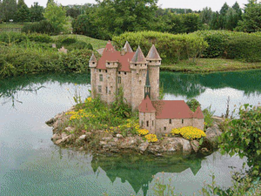 Замок на острове - замок, вода, остров - предпросмотр