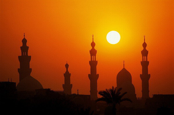 мечеть на закате - закат, мечеть, ислам - оригинал