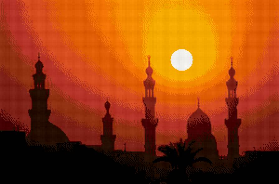 мечеть на закате - закат, ислам, мечеть - предпросмотр