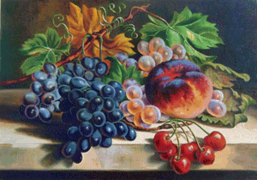 №695168 - художник, натюрморт, картина, фрукты, виногад - предпросмотр