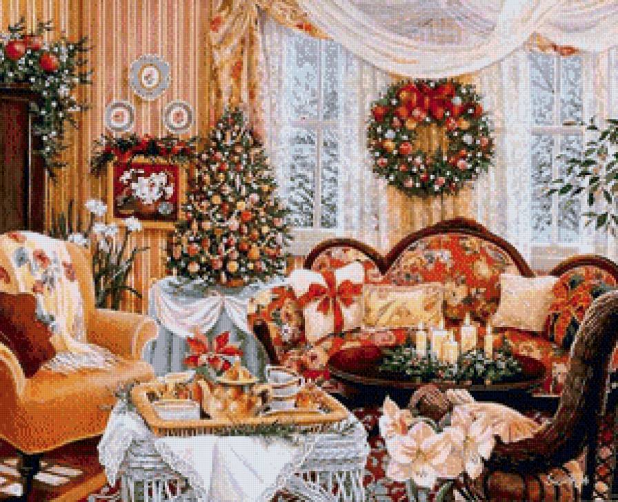 Рождество - комната, интерьер, новый год, новогодняя, рождество - предпросмотр