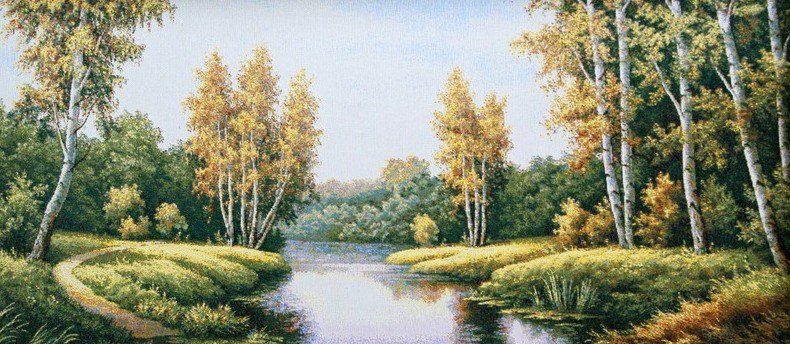 тихая речка - лес, река, осень, пейзаж - оригинал