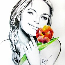 Схема вышивки «Девушка с тюльпаном»