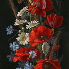 Оригинал схемы вышивки «полевые цветы на черном» (№696967)