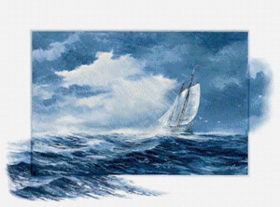 художник Рейнт Висаар - море, ветер, природа, лодка, картина, пейзаж, парусник - предпросмотр