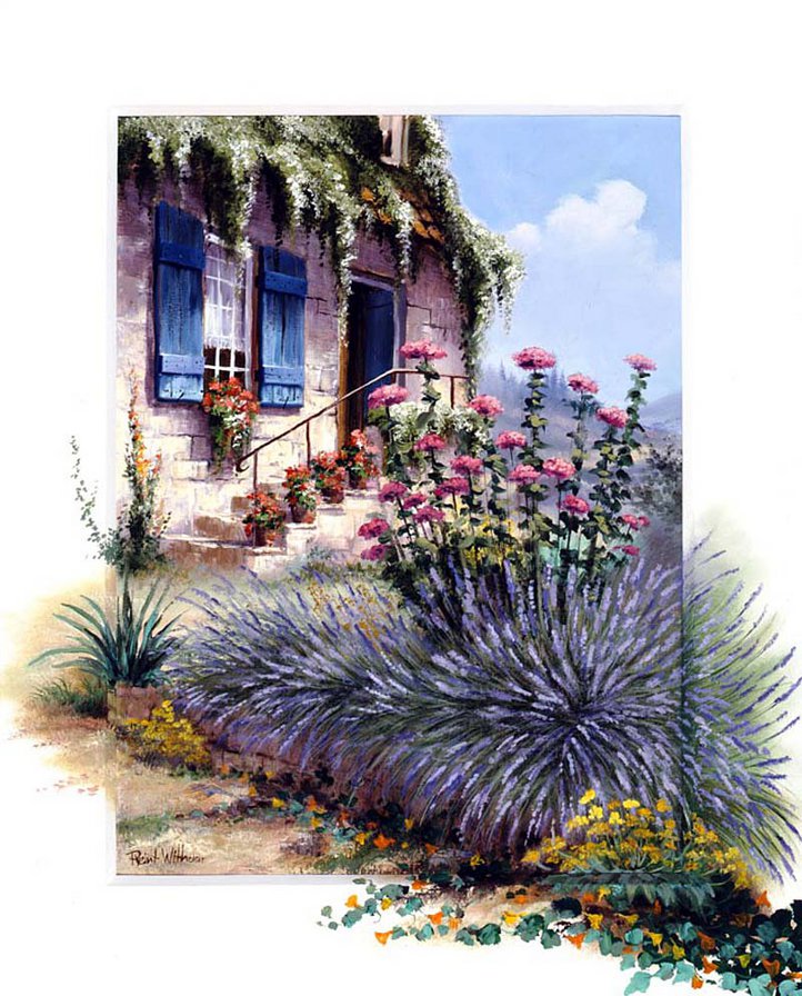 художник Рейнт Висаар - цветы, уют, картина, лето, дом - оригинал