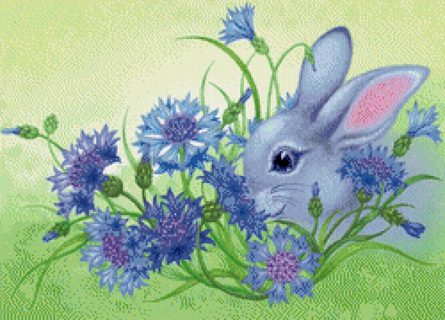 кролик в васельках - полевые цветы, кролик, животные, васельки - предпросмотр