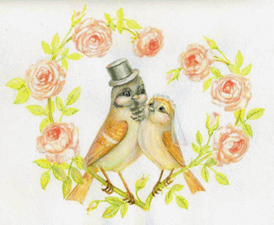 воробушки - птички, свадьба, воробей, птицы, любовь, нежность - предпросмотр