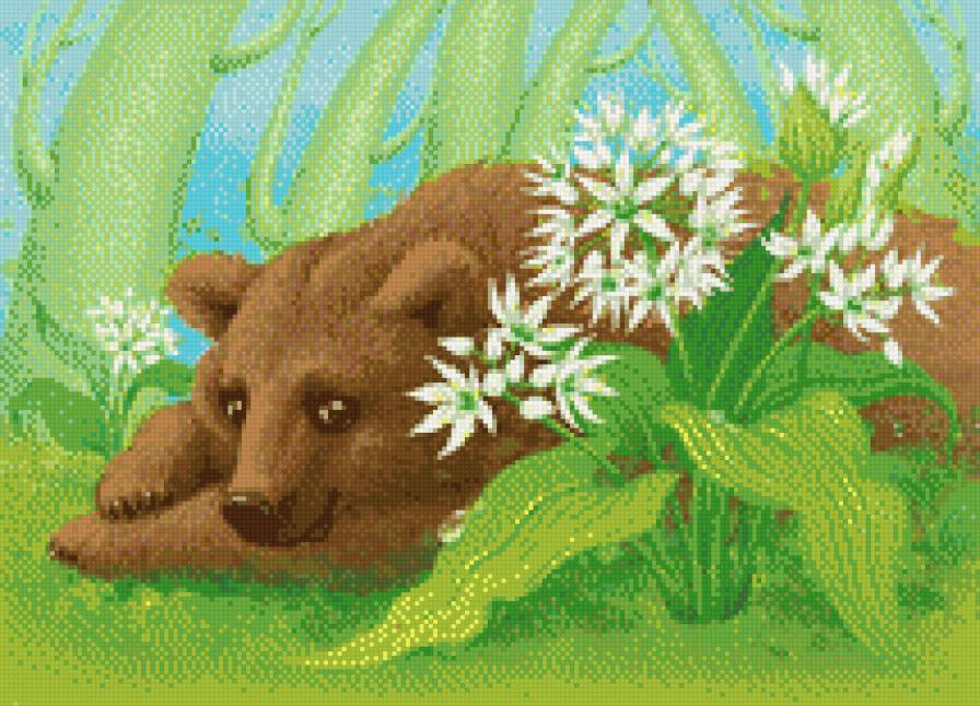 мишка - цветы, зверята, медведь, животные, детское, мишка - предпросмотр