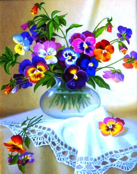 букет виолок - цветы, картина, букет - оригинал