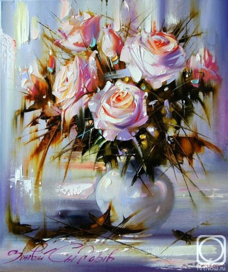 розы в вазе - цветы, ваза, натюрморт, розы, живопись, букет - оригинал