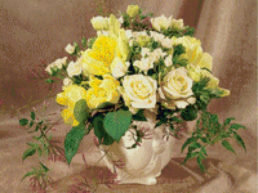 букет - натюрморт, букет, розы, цветы, ваза - предпросмотр
