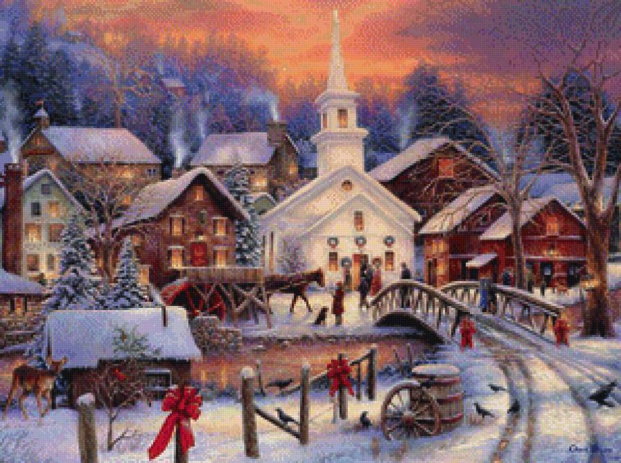 Зимушка - снег, рождество, зима, праздник, люди, мост, новый год - предпросмотр