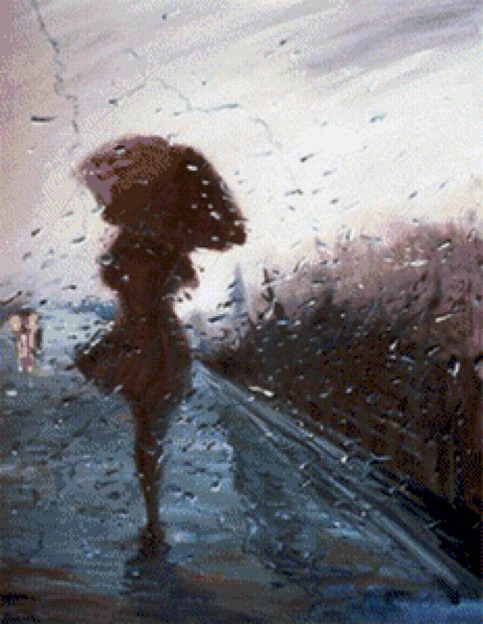 Дождь за окном - дождь, женщина, капли на стекле, силуэт - предпросмотр
