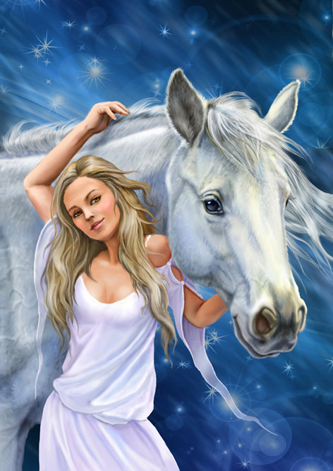 женский образ - конь, женщина, лошадь, образ, животные, девушка, люди, портрет - оригинал
