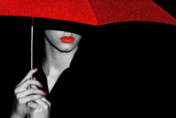 Девушка с красным зонтом - девушка, зонт - оригинал