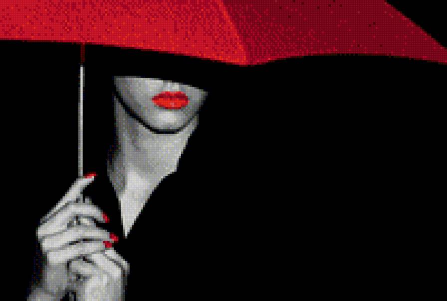 Девушка с красным зонтом - девушка, зонт - предпросмотр