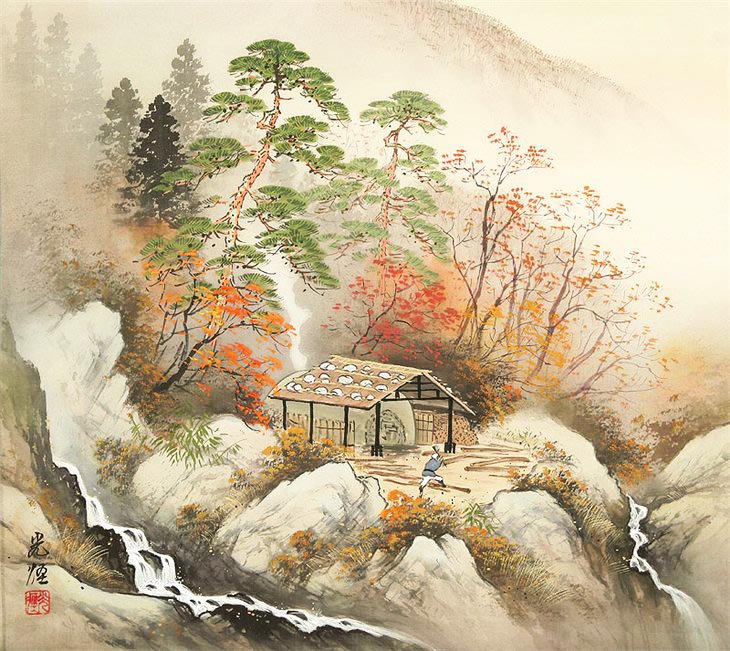 Осень - японская живопись - оригинал