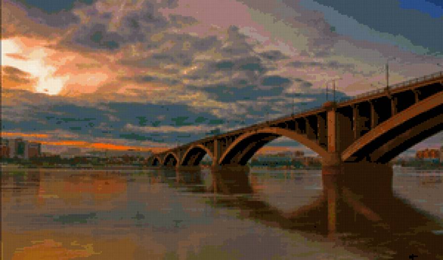 Мост - красноярск, коммунальный мост, мост через енисей - предпросмотр