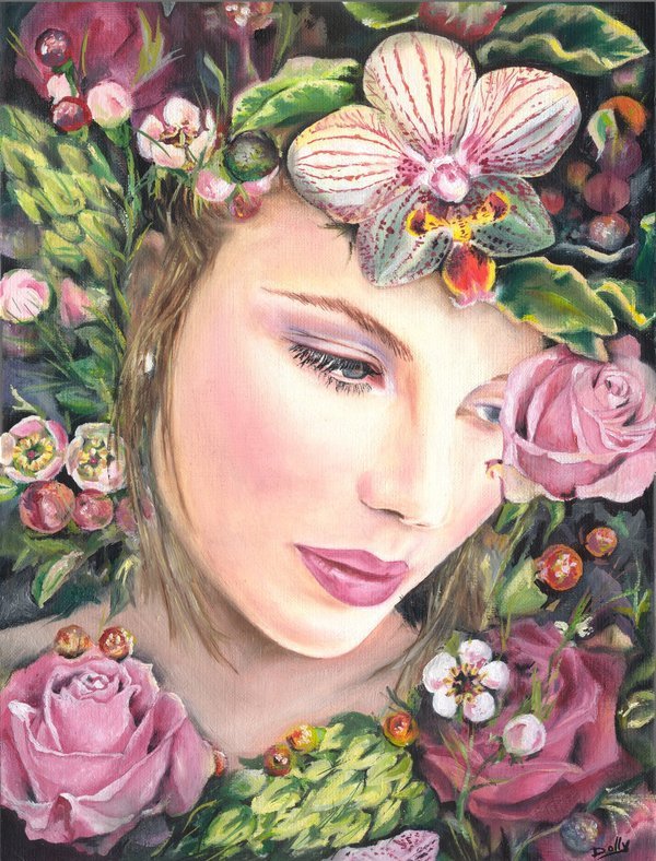 №711665 - весна, портрет, фэнтези, девушка, цветы, красота, картина - оригинал