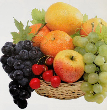 Свежие фрукты - апельсин, виноград, яблоки, фрукты - оригинал