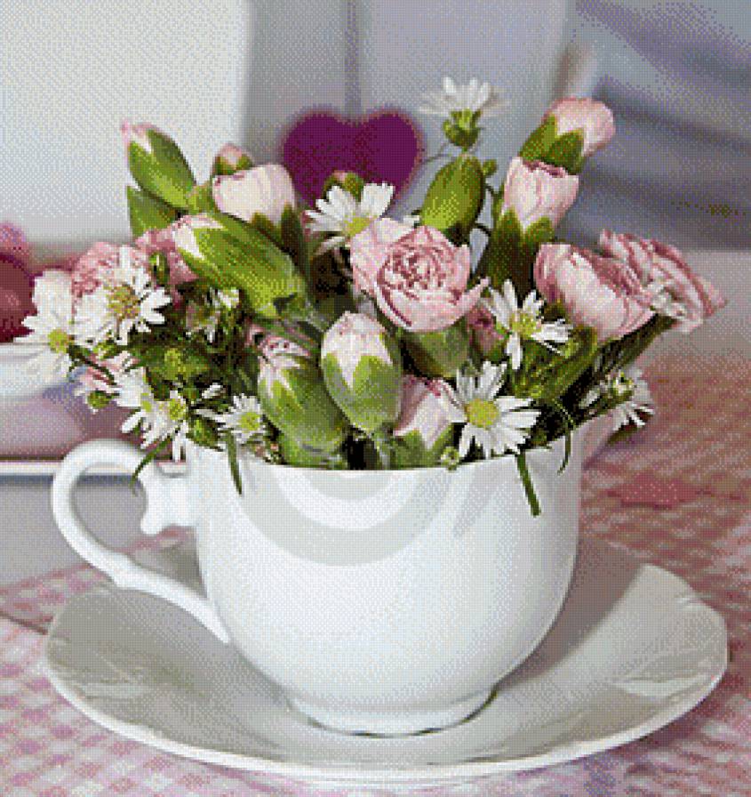 Чаша с цветами - букет, цветы - предпросмотр