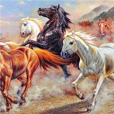 Схема вышивки «Табун лошадей»