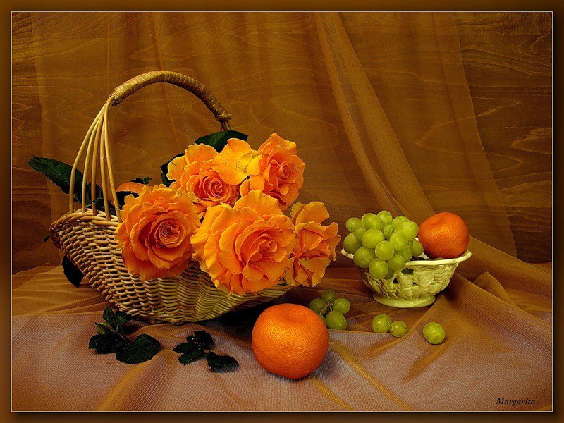 №713138 - фрукты, цветы, натюрморт - оригинал