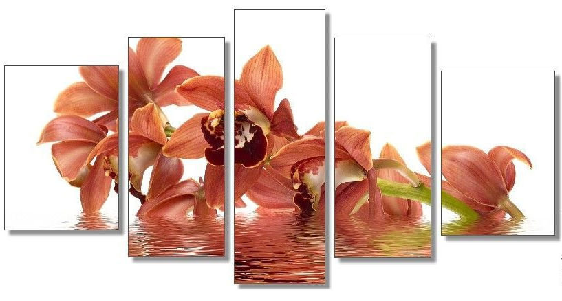 Полиптих Орхидея на воде - орхидея, цветы, картина, полиптих - оригинал