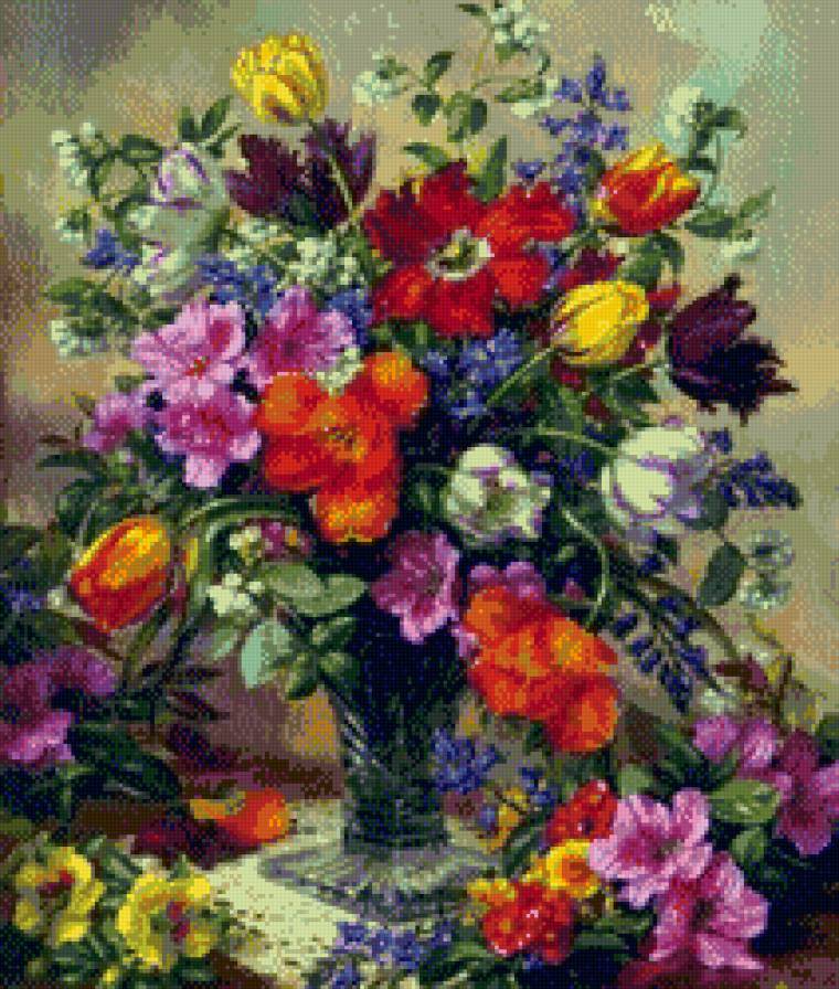 Букет цветов - букет, ваза, растения, цветы - предпросмотр