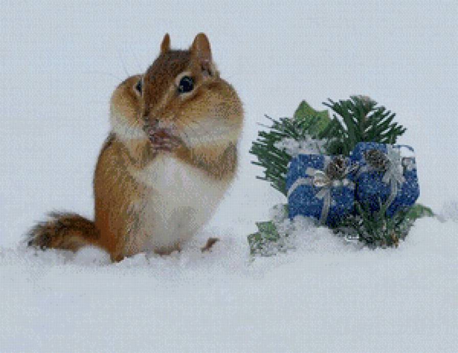 Я твой подарочек... - праздник, зима, животные, подарок - предпросмотр