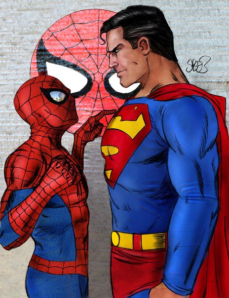 человек-паук против супермена - супергерои, человек, паук, супермен - оригинал
