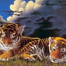 Схема вышивки «ночь и тигры»