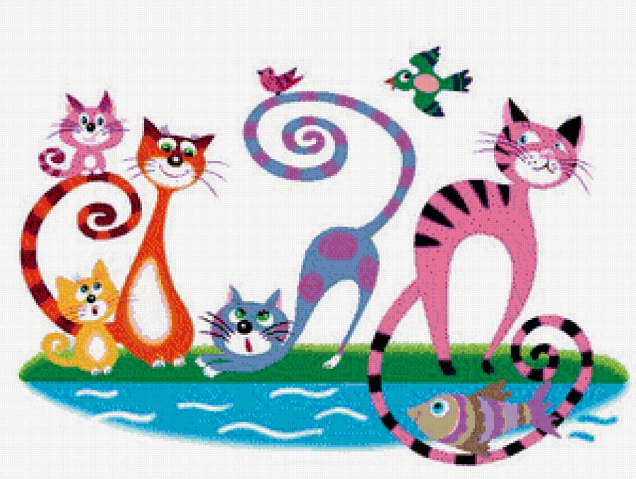 Котики - животные, детское, кошечки, кошка, детям, мультяшки, коты, кот - предпросмотр