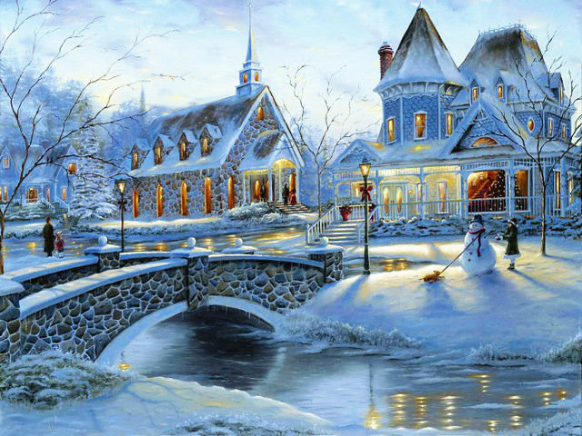 Рождественская сказка. - зима, дом, замок, снеговик, рождество - оригинал