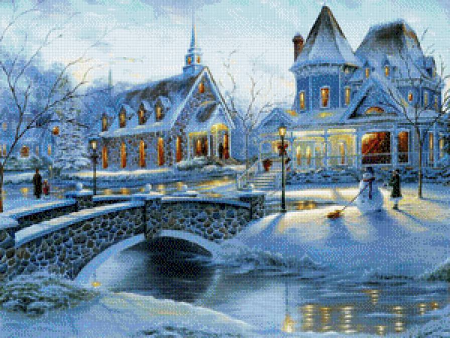Рождественская сказка. - замок, снеговик, дом, зима, рождество - предпросмотр