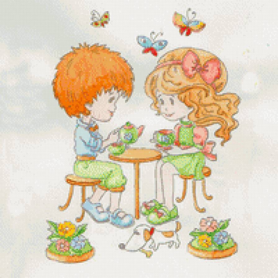 мальчик и девочка - любовь, чай, романтика, свидание, чаепитие - предпросмотр