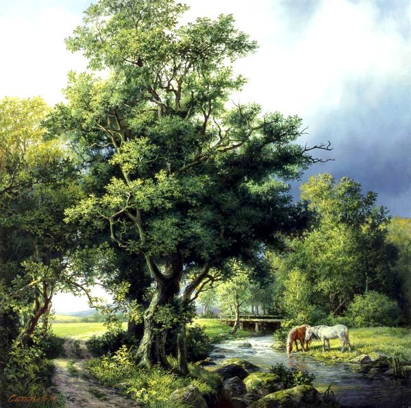 картина сатарова - пейзаж, животные, природа - оригинал