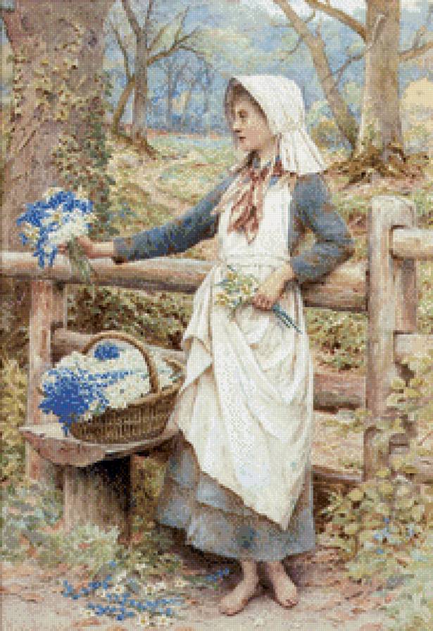 Цветочница - девушка, деревня, цветы - предпросмотр