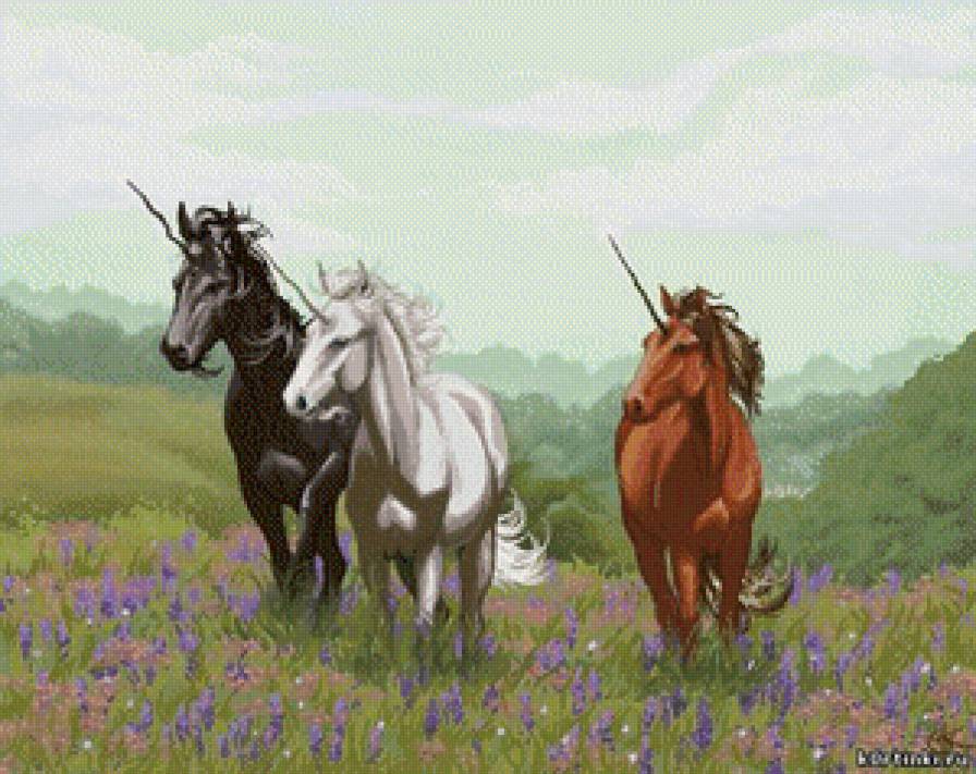 Единороги - единорог, лошади - предпросмотр