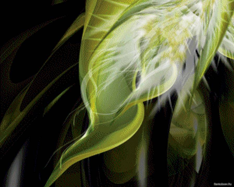 Зеленая абстракция - цветок, зеленый, абстракция, орнамент - предпросмотр