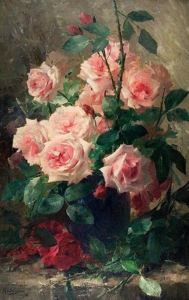 букет роз в вазе - букет, живопись, натюрморт, ваза, розы, цветы - оригинал