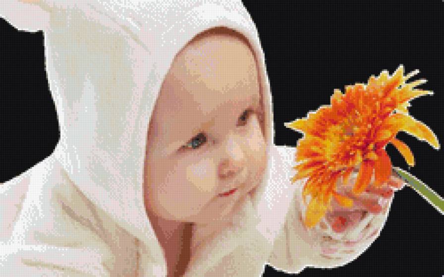 Малыш с цветком - цветок, малыш, ребенок - предпросмотр