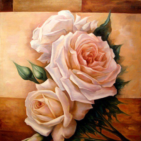 панно с розами - панно, розы, живопись, цветы - оригинал