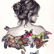 Оригинал схемы вышивки «Девушка-бабочка» (№727031)