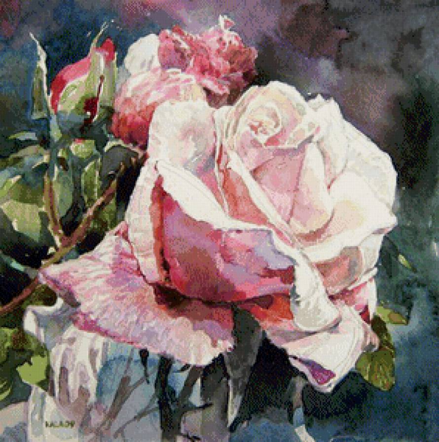 акварель с розой - картина, роза, цветы, акварель, панно - предпросмотр